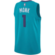 Load image into Gallery viewer, 1 - Men&#39;s Jordan Brand Malik Monk Teal Charlotte Hornets Swingman Sponsor Patch Jersey – Icon Edition - Aqua