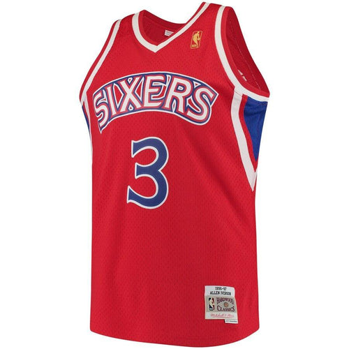 3 - Men's Mitchell & Ness Allen Iverson Red Philadelphia 76ers 1996-97 Hardwood Classics Swingman Jersey - Red