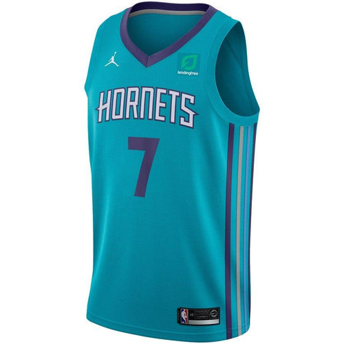 7 - Men's Jordan Brand Dwayne Bacon Teal Charlotte Hornets Swingman Sponsor Patch Jersey – Icon Edition - Aqua