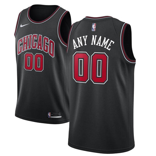 00 - Men's Nike Black Chicago Bulls Custom Swingman Jersey - Statement Edition - Black