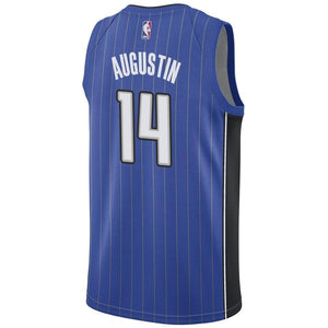 14 - Men's Nike DJ Augustin Royal Orlando Magic Swingman Sponsor Patch Jersey - Icon Edition - Blue