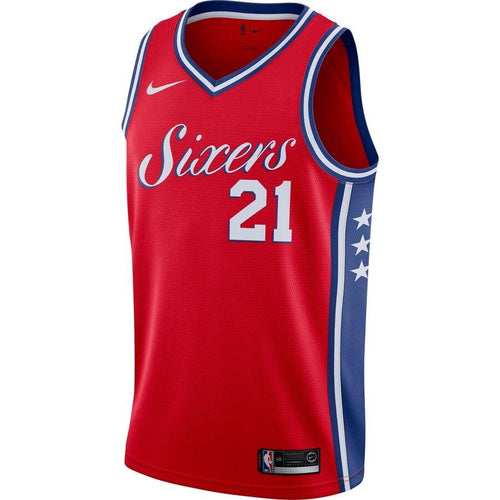 21 - Men's Nike Joel Embiid Red Philadelphia 76ers Swingman Jersey - Statement Edition - Red