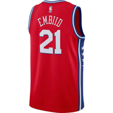 Load image into Gallery viewer, 21 - Men&#39;s Nike Joel Embiid Red Philadelphia 76ers Swingman Jersey - Statement Edition - Red