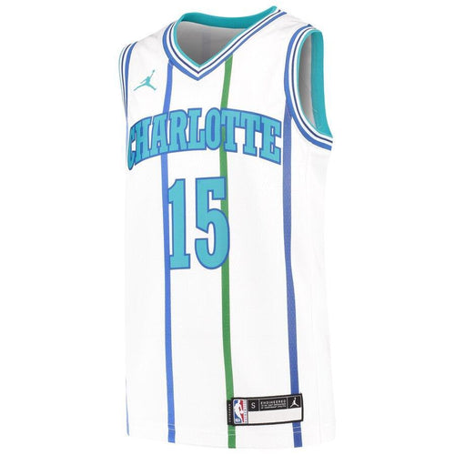 15 - Youth Jordan Brand Kemba Walker White Charlotte Hornets Hardwood Classics Swingman Jersey  - White