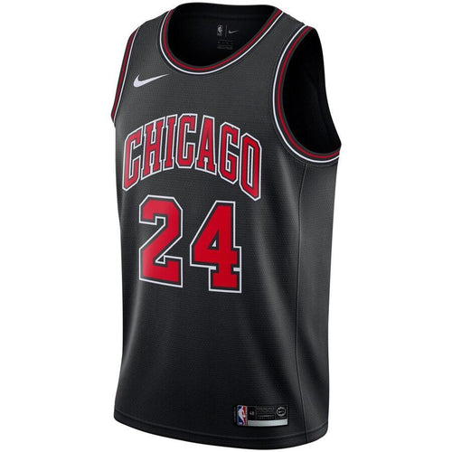 24 - Men's Nike Lauri Markkanen Black Chicago Bulls Replica Swingman Jersey - Statement Edition - Black