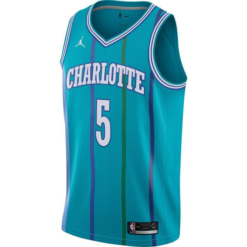 5 - Men's Jordan Brand Nicolas Batum Aqua Charlotte Hornets Fashion Current Player Hardwood Classics Swingman Jersey - Aqua