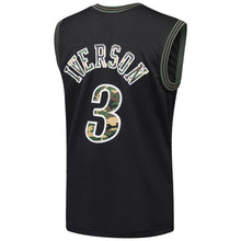 Load image into Gallery viewer, 3 - Men&#39;s Mitchell &amp; Ness Allen Iverson Black Philadelphia 76ers Straight Fire Camo Swingman Jersey - Black
