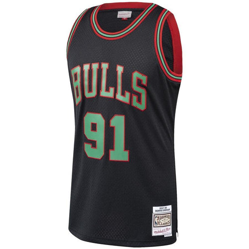 91 - Men's Mitchell & Ness Dennis Rodman Black Chicago Bulls Hardwood Classics Christmas Swingman Collection Jersey - Black