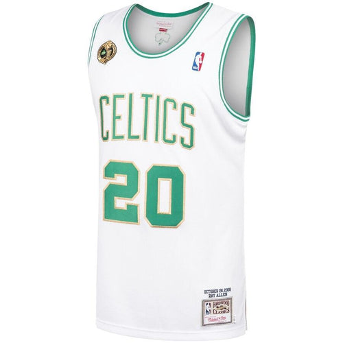 20 - Men's Mitchell & Ness Ray Allen White Boston Celtics 2008-09 Hardwood Classics Authentic Jersey - White