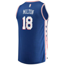 Load image into Gallery viewer, 18 - Men&#39;s Fanatics Branded Shake Milton Royal Philadelphia 76ers Fast Break Replica Jersey – Icon Edition - Royal