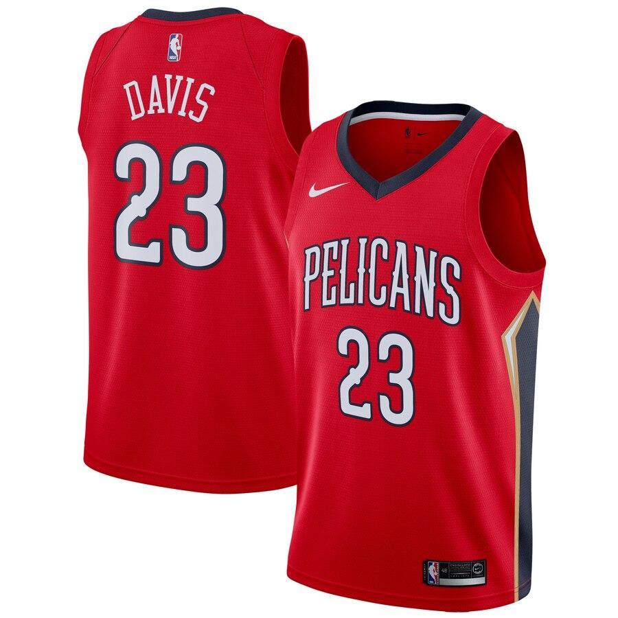 23 -Men's Nike Anthony Davis Red New Orleans Pelicans Swingman Jersey - Statement Edition - Red