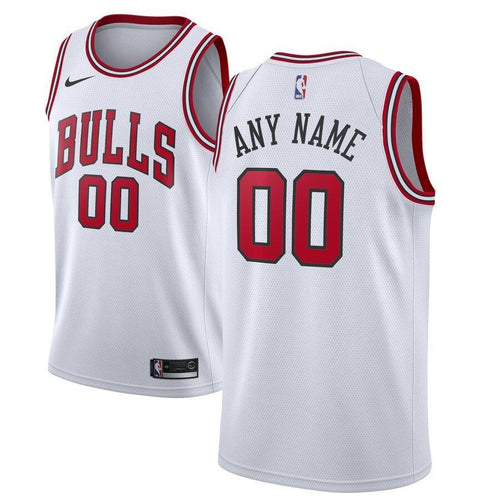 00 - Men's Nike White Chicago Bulls Custom Swingman Jersey - Association Edition - White