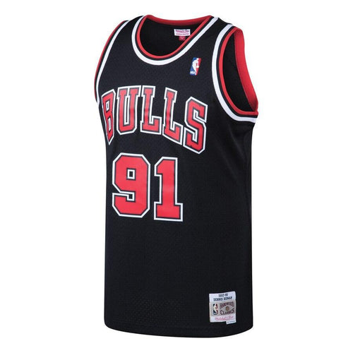 91 - Men's Mitchell & Ness Dennis Rodman Black Chicago Bulls 1997-98 Hardwood Classics Swingman Jersey - Black
