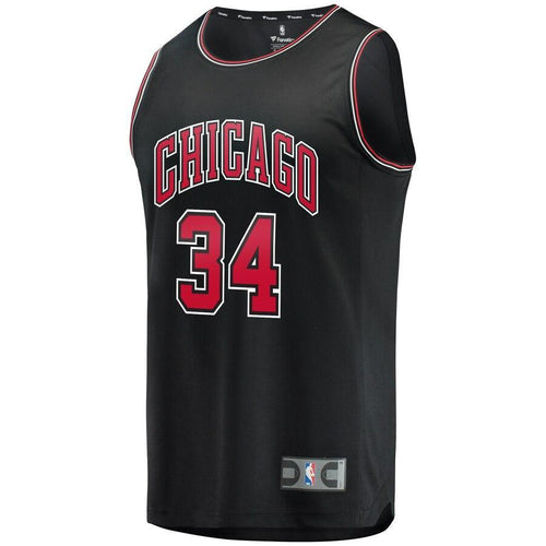 34 - Men's Fanatics Branded Wendell Carter Jr. Black Chicago Bulls Fast Break Alternate Jersey- Black