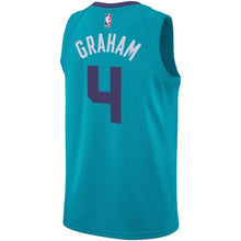 Load image into Gallery viewer, 4 - Men&#39;s Jordan Brand Devonte Graham Teal Charlotte Hornets Swingman Sponsor Patch Jersey – Icon Edition - Aqua