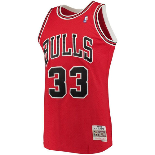 33 - Men's Mitchell & Ness Scottie Pippen Red Chicago Bulls Big & Tall Hardwood Classics Jersey - Red