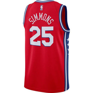 25 - Men's Nike Ben Simmons Red Philadelphia 76ers Swingman Jersey - Statement Edition - Red