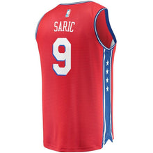 Load image into Gallery viewer, 9 - Men&#39;s Fanatics Branded Dario Saric Red Philadelphia 76ers Fast Break Replica Player Jersey - Statement Edition - Red