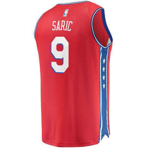 9 - Men's Fanatics Branded Dario Saric Red Philadelphia 76ers Fast Break Replica Player Jersey - Statement Edition - Red
