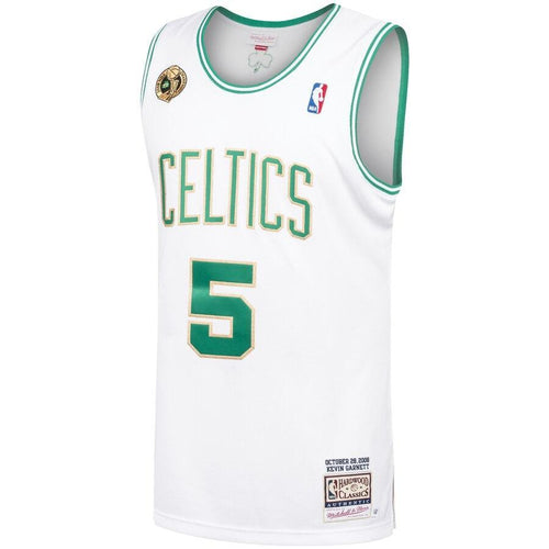 5 - Men's Mitchell & Ness Kevin Garnett White Boston Celtics 2008-09 Hardwood Classics Authentic Jersey - White