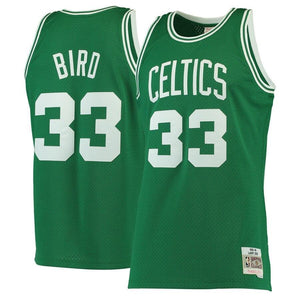 33- Men's Mitchell & Ness Larry Bird Kelly Green Boston Celtics 1985-86 Hardwood Classics Swingman Jersey- Green