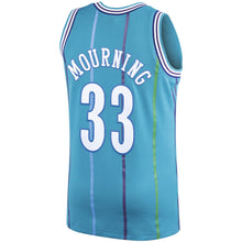 Load image into Gallery viewer, 33 - Men&#39;s Mitchell &amp; Ness Alonzo Mourning Teal Charlotte Hornets 1992-93 Hardwood Classics Swingman Jersey - Aqua