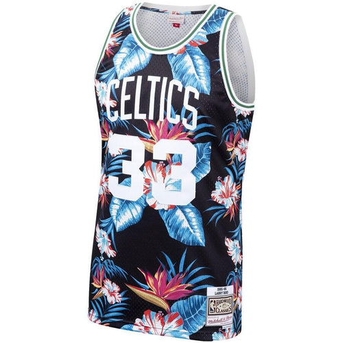 33 - Larry Bird Boston Celtics Mitchell & Ness Floral Fashion 1985-86 Hardwood Classics Swingman Jersey – Black