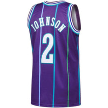 Load image into Gallery viewer, 2 - Men&#39;s Mitchell &amp; Ness Larry Johnson Purple Charlotte Hornets 1994-95 Hardwood Classics Authentic Jersey - Purple