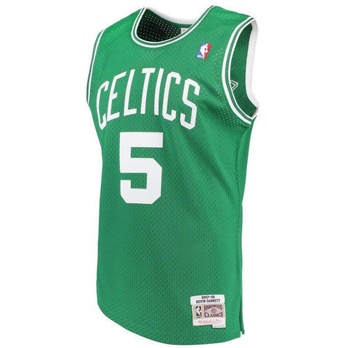 5  - Men's Mitchell & Ness Kevin Garnett Kelly Green Boston Celtics 2007-08 Hardwood Classics Swingman Jersey - Green