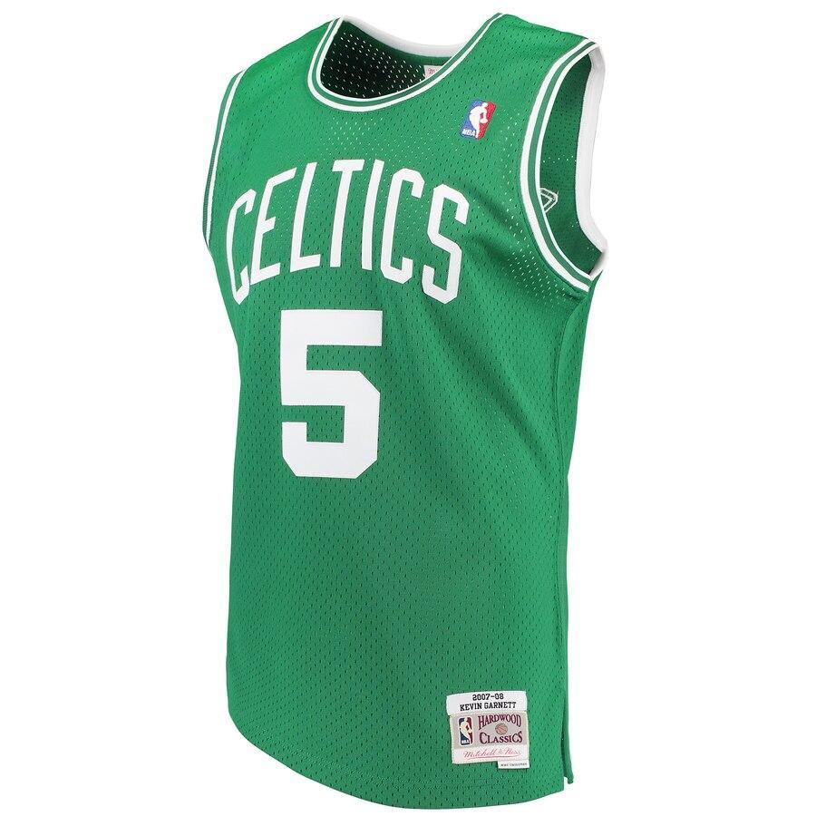 5  - Men's Mitchell & Ness Kevin Garnett Kelly Green Boston Celtics 2007-08 Hardwood Classics Swingman Jersey - Green