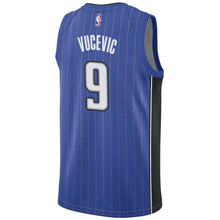 Load image into Gallery viewer, 9 - Men&#39;s Nike Nikola Vucevic Royal Orlando Magic Swingman Sponsor Patch Jersey - Icon Edition- Blue