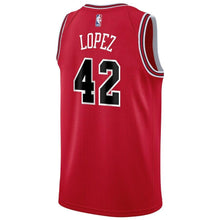 Load image into Gallery viewer, 42 - Men&#39;s Nike Robin Lopez Red Chicago Bulls Swingman Sponsor Patch Jersey – Icon Edition - Red