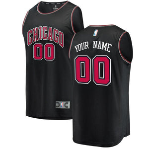 00 - Men's Fanatics Branded Black Chicago Bulls Fast Break Custom Replica Jersey - Statement Edition - Black