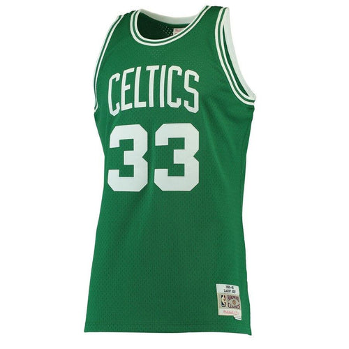 33- Men's Mitchell & Ness Larry Bird Kelly Green Boston Celtics 1985-86 Hardwood Classics Swingman Jersey- Green