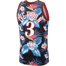 Load image into Gallery viewer, 3 - Allen Iverson Philadelphia 76ers Mitchell &amp; Ness Floral Fashion 1997-98 Hardwood Classics Swingman Jersey – Black