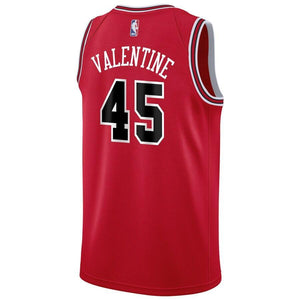 45 - Men's Nike Denzel Valentine Red Chicago Bulls Swingman Sponsor Patch Jersey – Icon Edition - Red