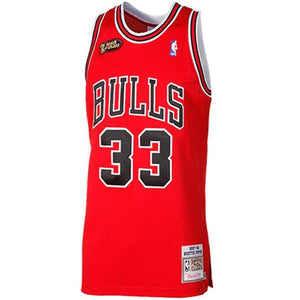 33 - Mitchell & Ness Scottie Pippen Chicago Bulls 1997-1998 Throwback Authentic Jersey - Red
