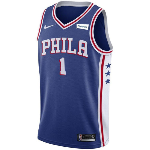 1 - Men's Nike Justin Anderson Royal Philadelphia 76ers Swingman Sponsor Patch Jersey - Icon Edition - Royal