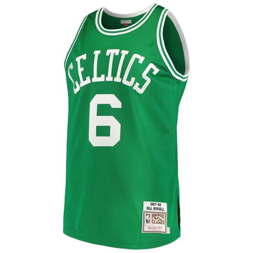 6 - Men's Mitchell & Ness Bill Russell Kelly Green Boston Celtics Road 1967/68 Hardwood Classics Authentic Jersey - Green