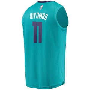 11 - Youth Fanatics Branded Bismack Biyombo Teal Charlotte Hornets Fast Break Player Jersey - Icon Edition - Aqua