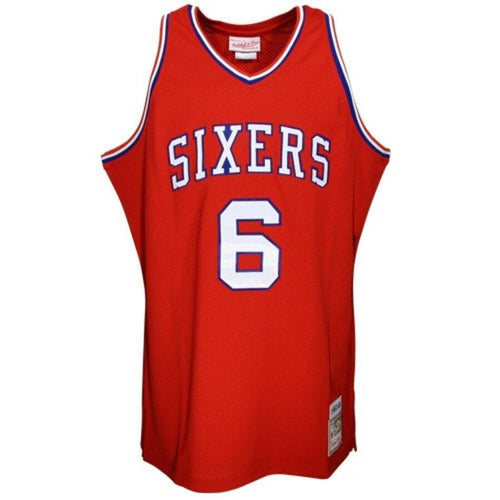 6 - Mitchell & Ness Philadelphia 76ers Julius Erving Red Hardwood Classics Authentic Throwback Basketball Jersey - Red