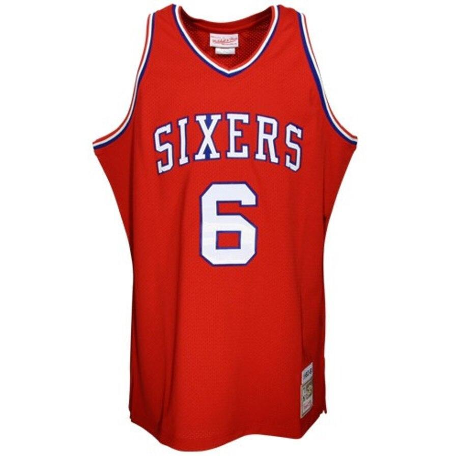 6 - Mitchell & Ness Philadelphia 76ers Julius Erving Red Hardwood Classics Authentic Throwback Basketball Jersey - Red