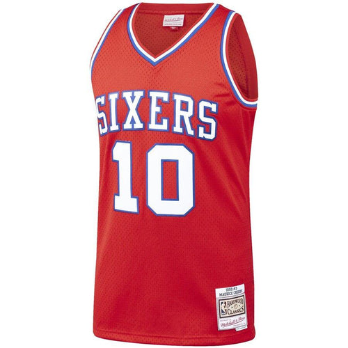 10 - Men's Mitchell & Ness Maurice Cheeks Red Philadelphia 76ers 1982-83 Hardwood Classics Swingman Jersey - Red