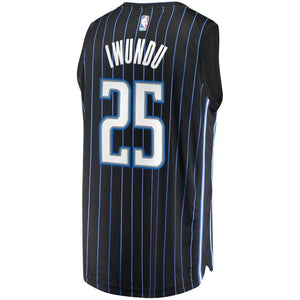 25 - Men's Fanatics Branded Wesley Iwundu Black Orlando Magic Fast Break Replica Player Jersey - Statement Edition - Black