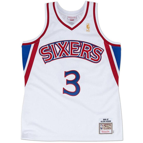 3 - Mitchell & Ness Philadelphia 76ers #3 Allen Iverson White 1996 Throwback Premium Jersey - White