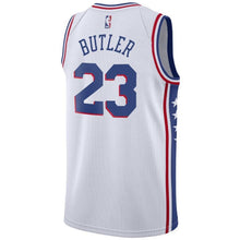 Load image into Gallery viewer, 23 - Men&#39;s Nike Jimmy Butler White Philadelphia 76ers Swingman Sponsor Patch Jersey - Association Edition - White
