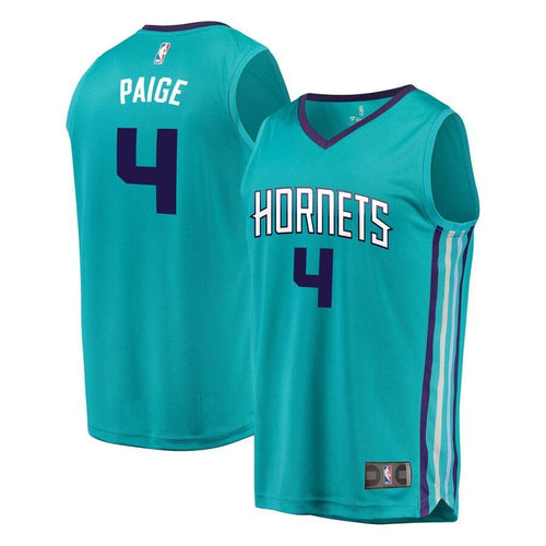 4 - Men's Fanatics Branded Marcus Paige Teal Charlotte Hornets Fast Break Replica Player Jersey - Icon Edition - Aqua