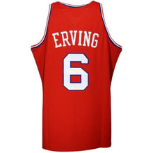 Load image into Gallery viewer, 6 - Mitchell &amp; Ness Philadelphia 76ers Julius Erving Red Hardwood Classics Authentic Throwback Basketball Jersey - Red
