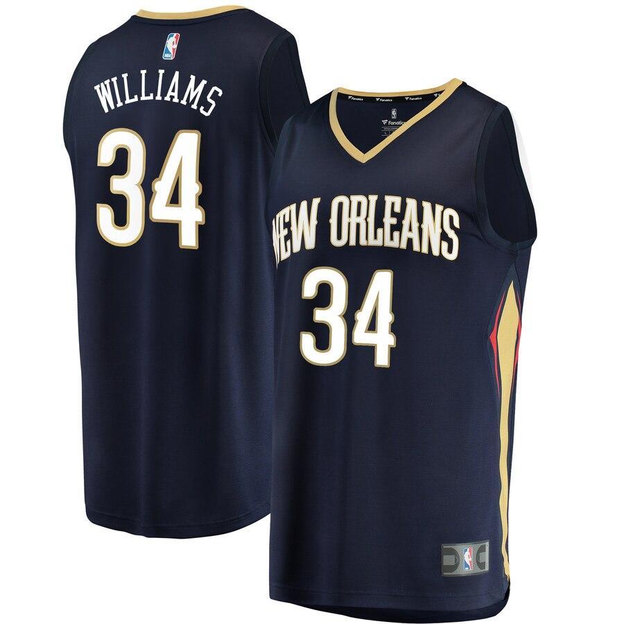 34 - Men's Fanatics Branded Kenrich Williams Navy New Orleans Pelicans Fast Break Replica Jersey – Icon Edition - Navy