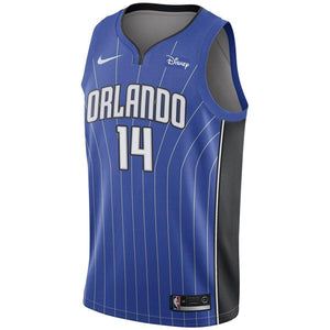14 - Men's Nike DJ Augustin Royal Orlando Magic Swingman Sponsor Patch Jersey - Icon Edition - Blue